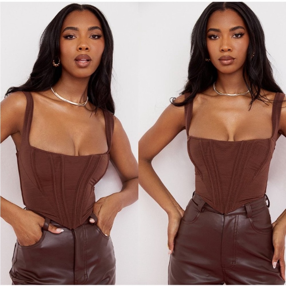 HOUSE OF CB 'Ninetta' Chocolate Mesh Corset NWOT size M - Picture 4 of 15